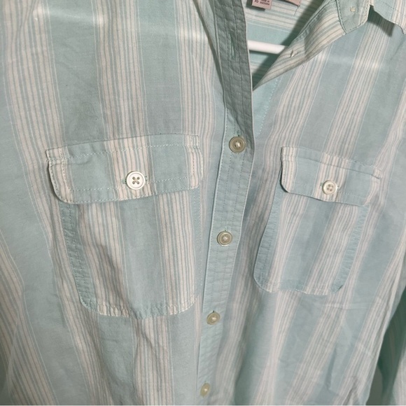 Loft Button Down Shirt Mint Green White Stripes - Picture 5 of 14